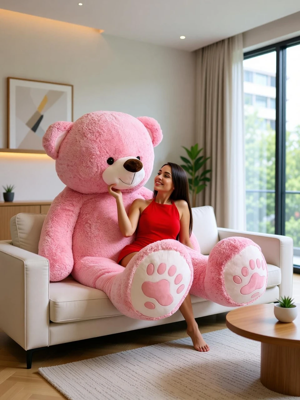 Tedstree 4 Feet Teddy Bear/high quality/neck brow/cute and soft teddy bear - 120 cm (Pink) - Image 3